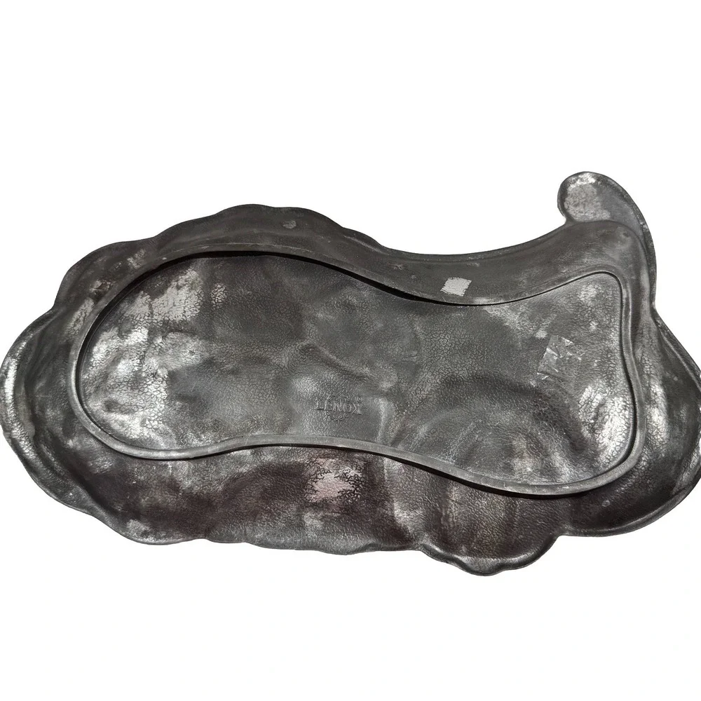 Lenox Cornucopia Horn of‎ Plenty Vintage Metal Dish Holiday Silver Collectible
